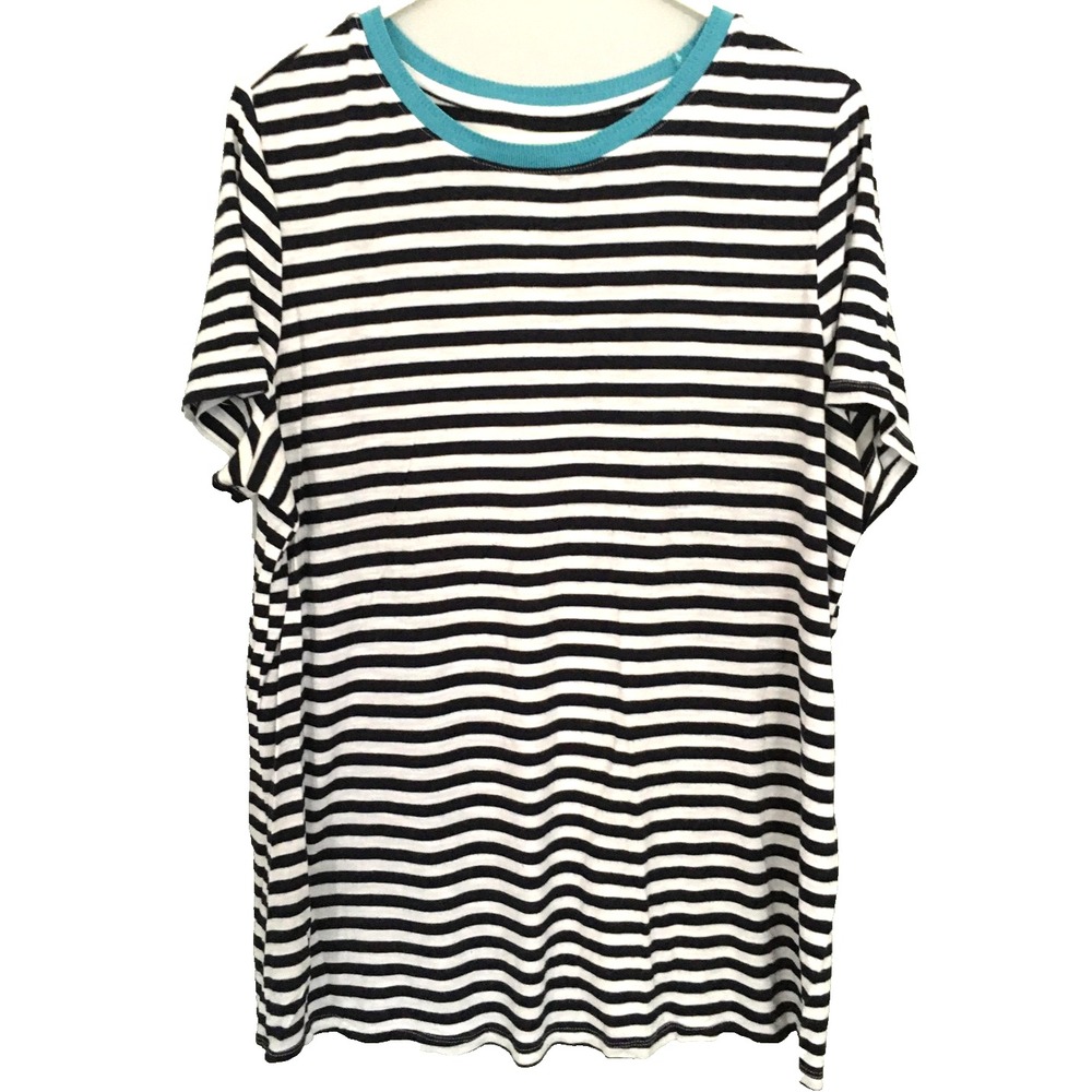 Lane Bryant Shirt Womens 14/16 Plus Size Nautical Striped Short Sleeve Crewneck